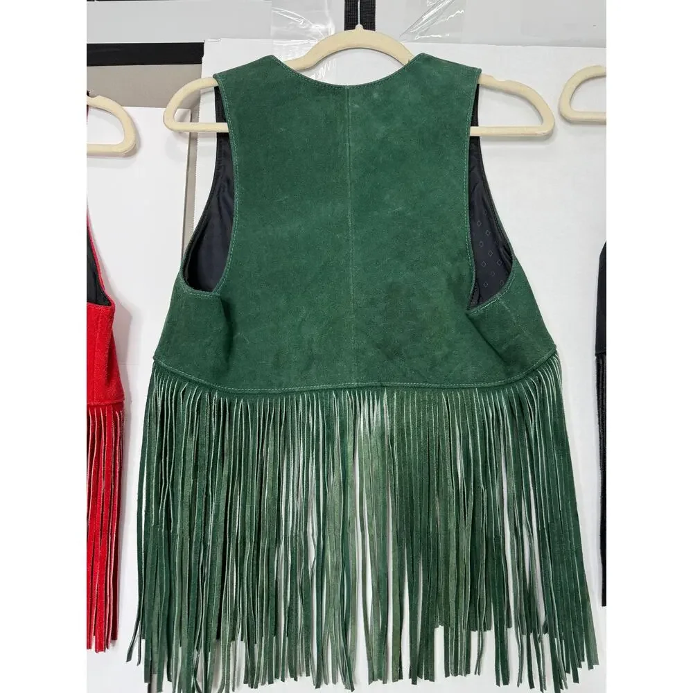 Vintage Lot of 4 Ben Kalton Fringe Leather Shawl Vests Western Rodeo Capelet Mex - Picture 14 of 16